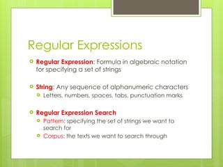 Regular-expressions in NLP and regular expression with example | PPT