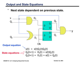 Output and State Equations

       ° Next state dependent on previous state.

           x                                ...
