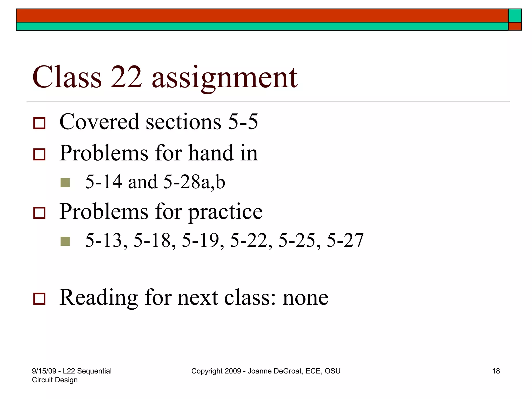Lect 22 - Sequential Circuit Design.ppt