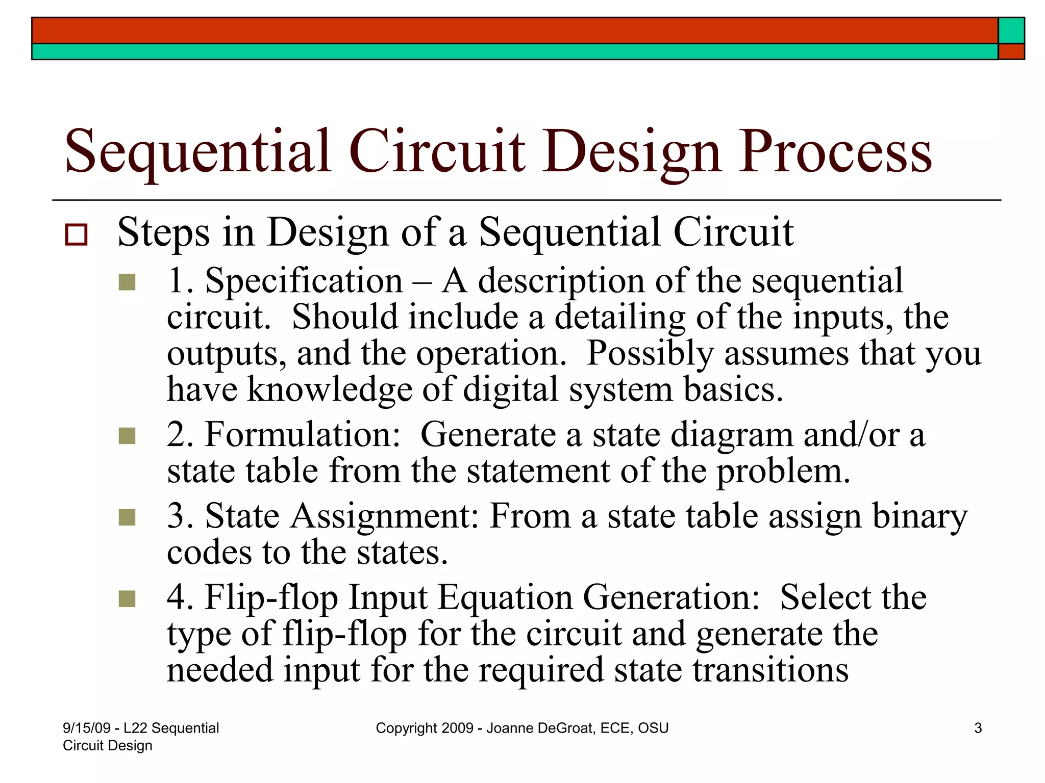 Lect 22 - Sequential Circuit Design.ppt | Programming Languages | Computing