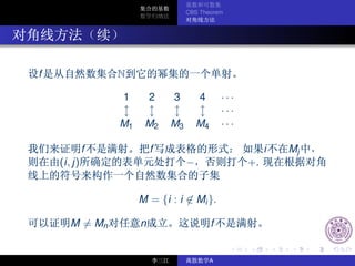 CBS Theorem




f                N

                 1        2   3        4        ···
                                                ···
                 M1    M2     M3       M4       ···

             f            f                                i   Mj
    (i, j)                         −                  +.


                      M = {i : i ∈ Mi }.

       M = Mn         n                     f


                                            A
 