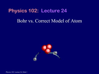 Bohr vs. Correct Model of Atom Physics 102:  Lecture 24 