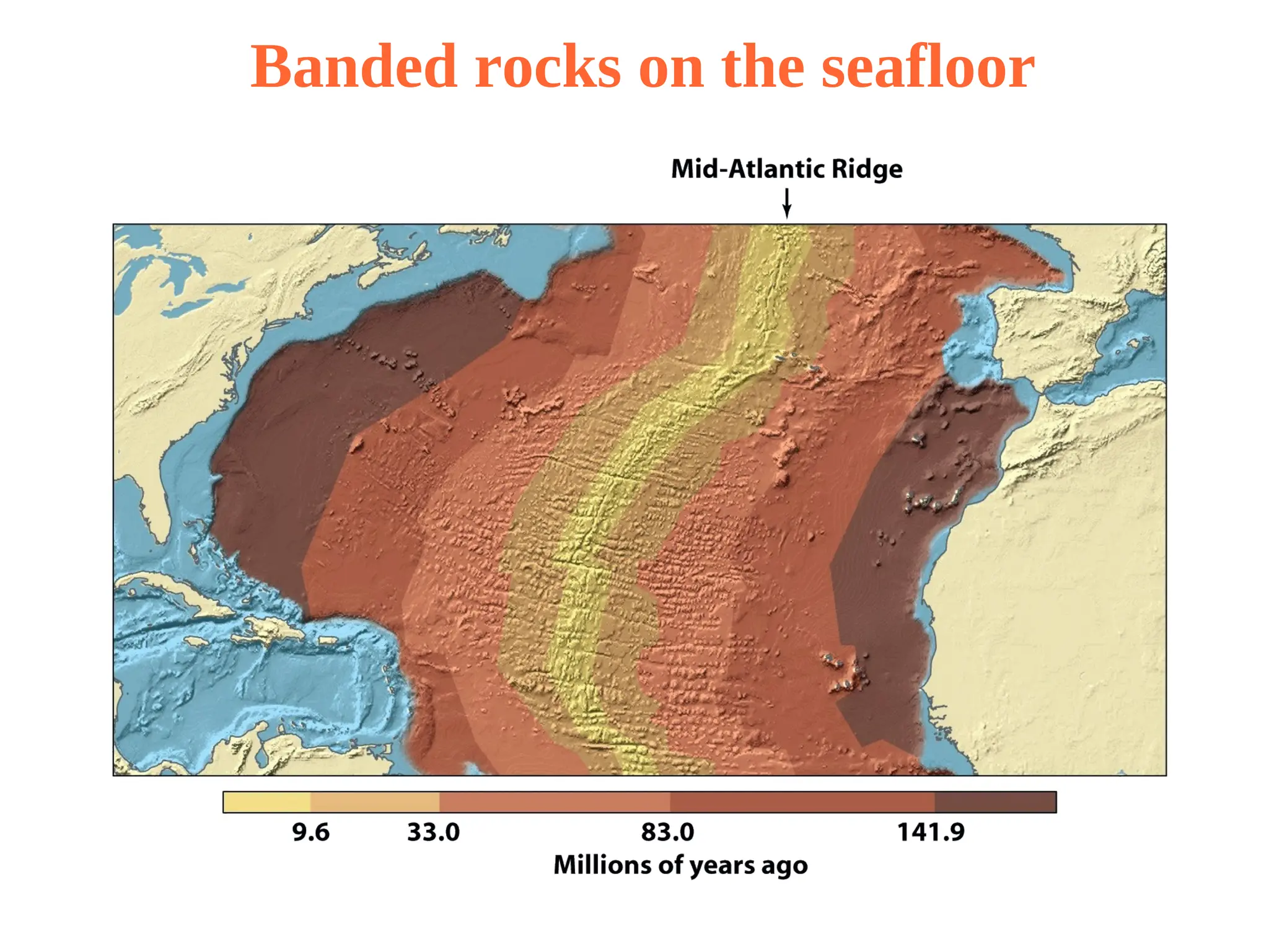Banded rocks on the seafloor
 
