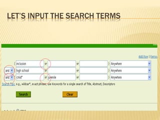 LET’S INPUT THE SEARCH TERMS
 