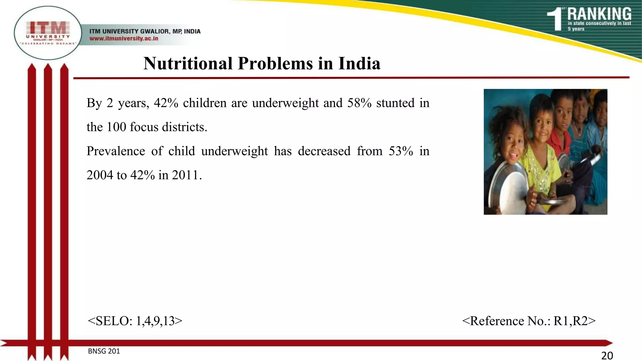 Role of nutrition in mantaning health and nutritional problems in India ...