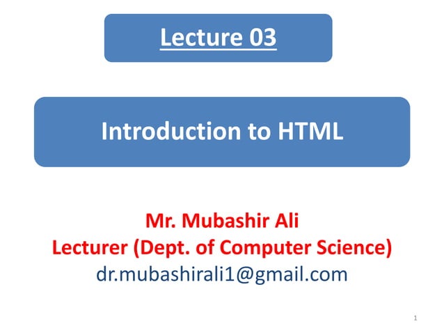 Lecture-3: Introduction to html - Basic Structure & Block Building | PDF