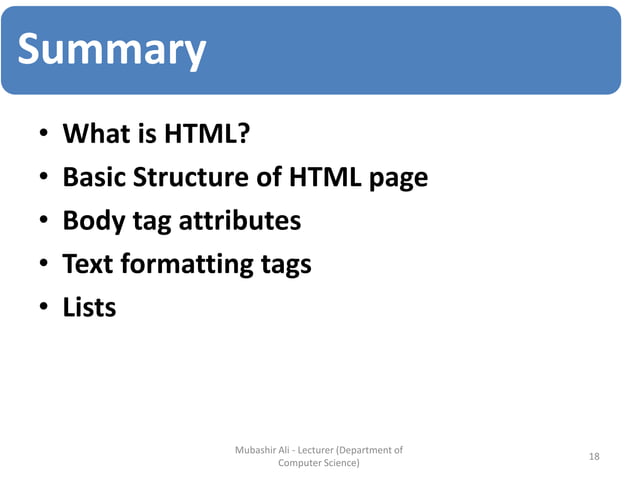 Lecture-3: Introduction to html - Basic Structure & Block Building | PDF
