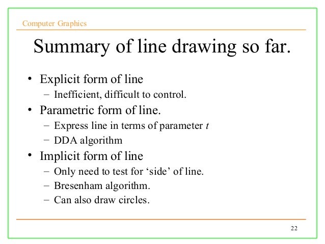 Dda Line Drawing Algorithm Problems : Lect cg