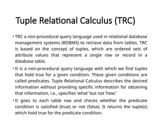 Tuples Rdbms Lect 3 Relational Calculus.pptx from mmu | PPTX