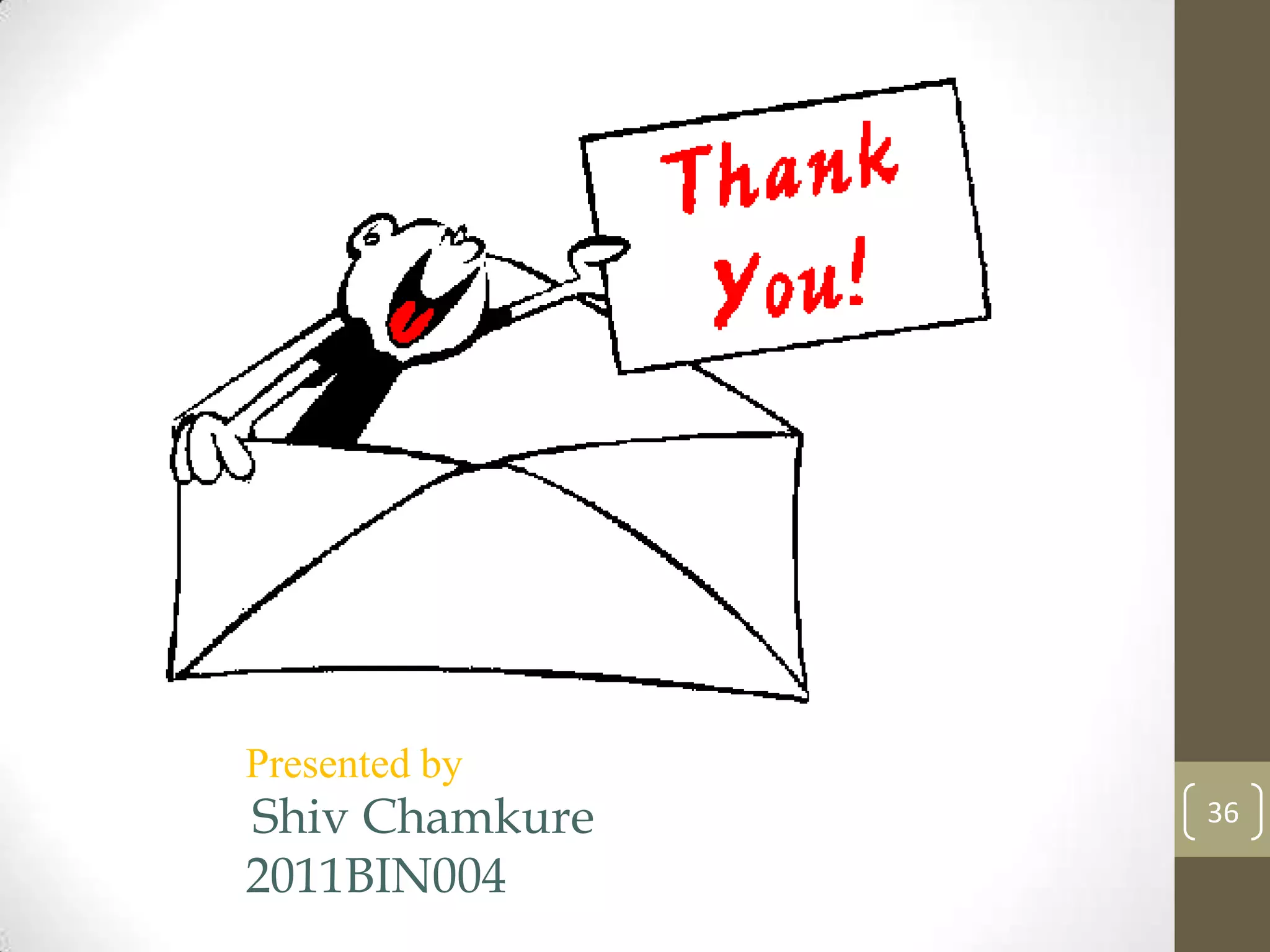 36
Presented by
Shiv Chamkure
2011BIN004
 