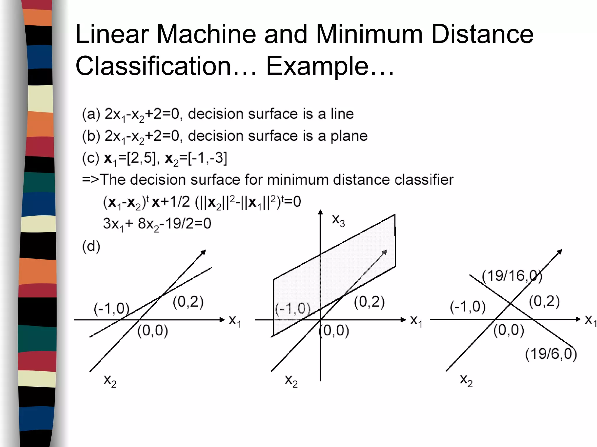 Linear Machine and Minimum Distance
Classification… Example…
 
