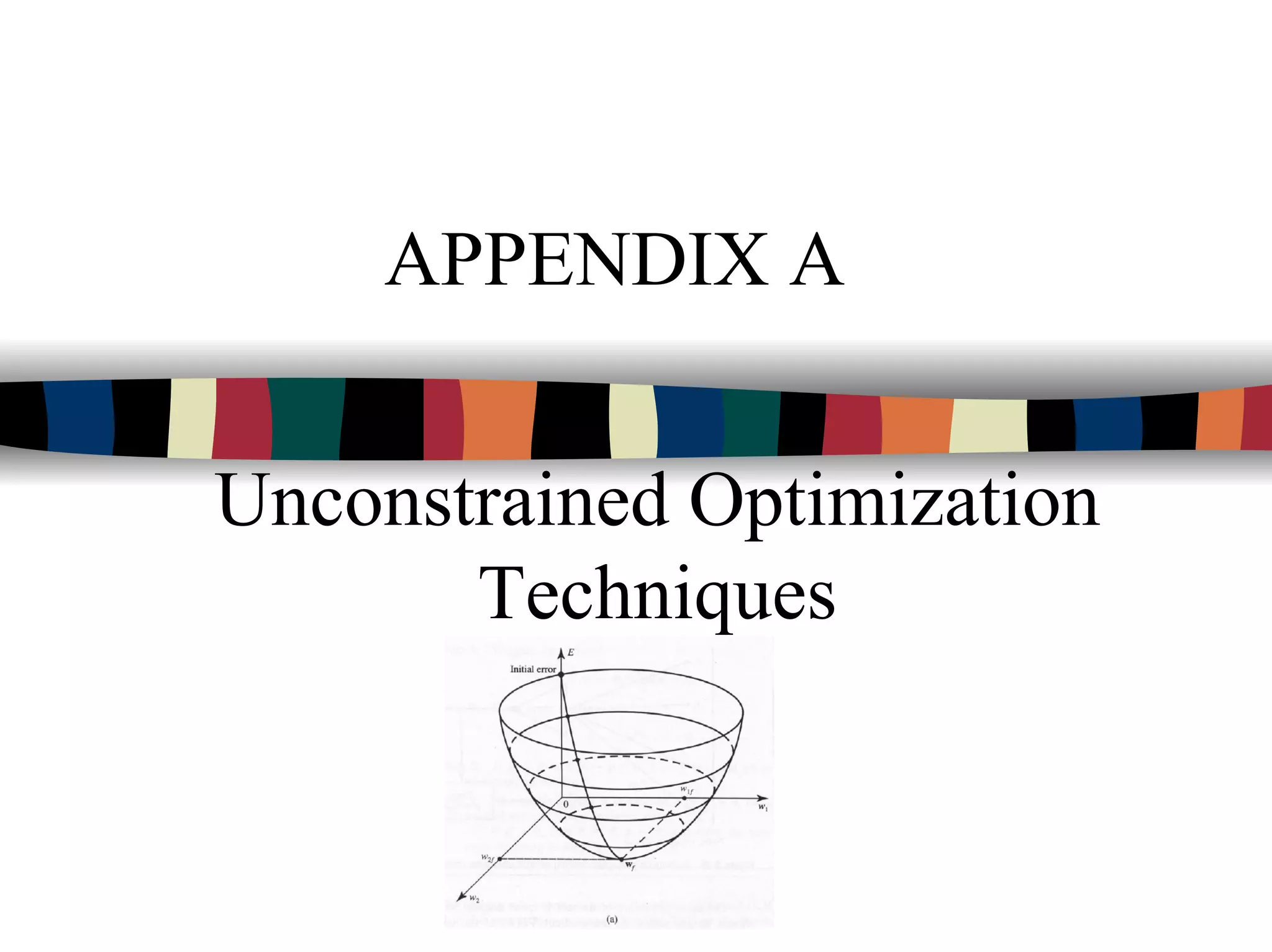 APPENDIX A
Unconstrained Optimization
Techniques
 