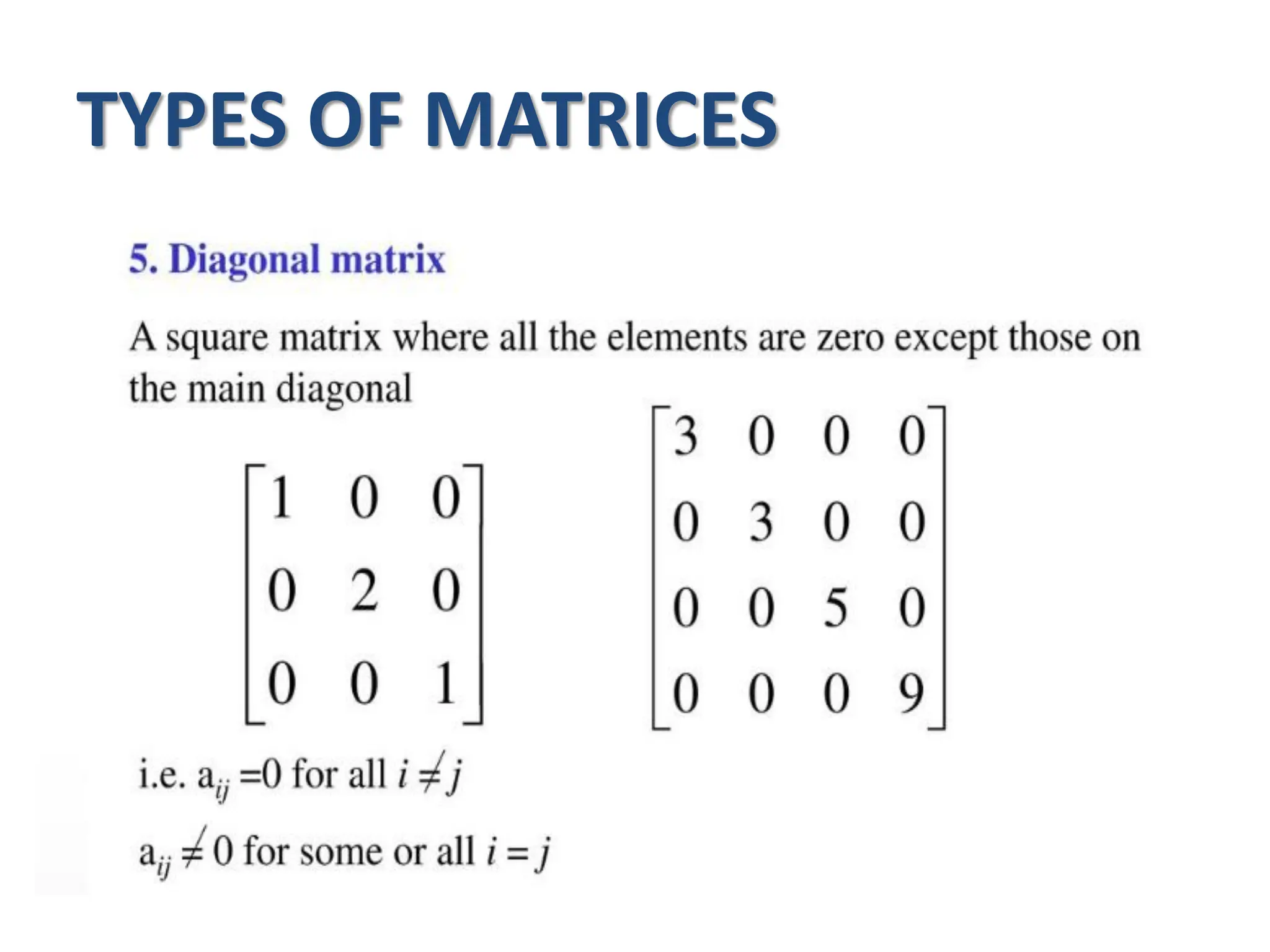 TYPES OF MATRICES
 