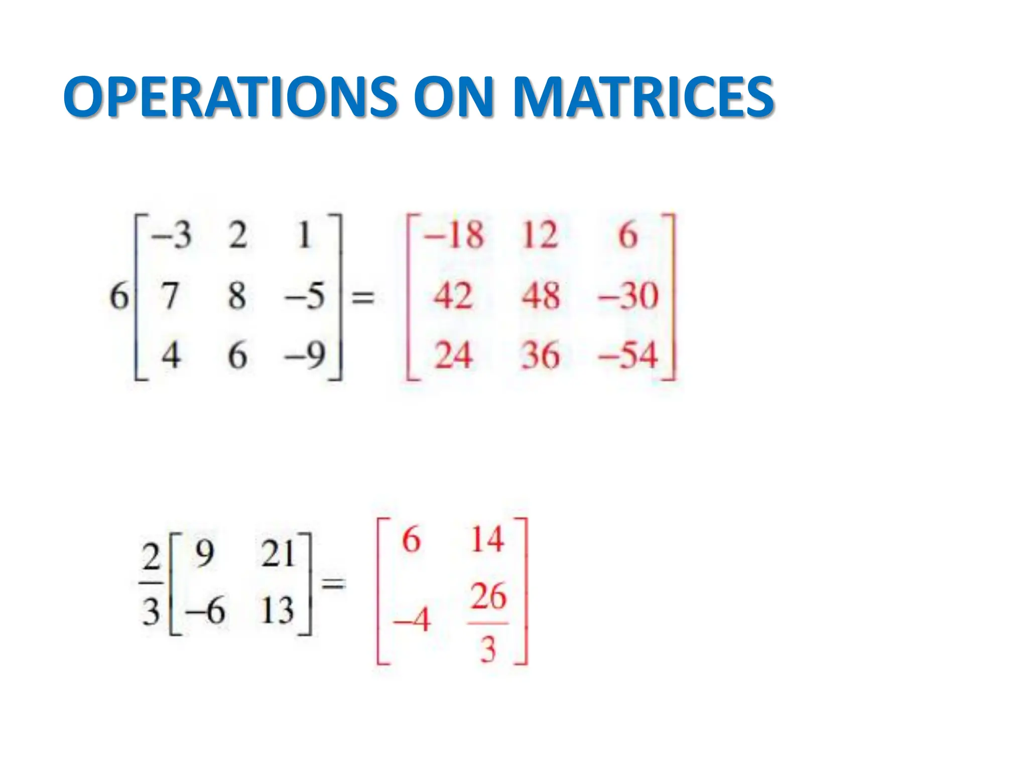 OPERATIONS ON MATRICES
 