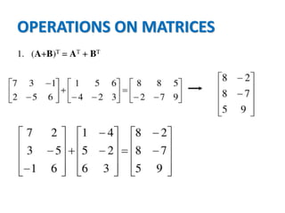 OPERATIONS ON MATRICES
 