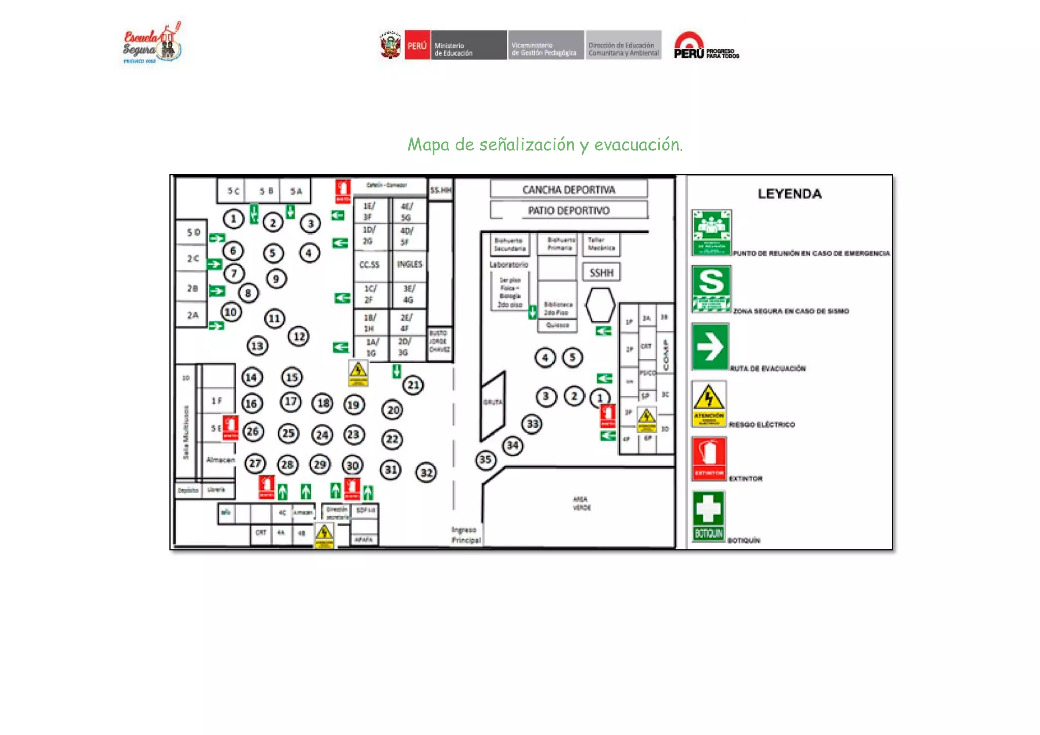 Mapa de señalización y evacuación.
 
