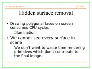 visible surface detection in 3D objects for viewing | PPT