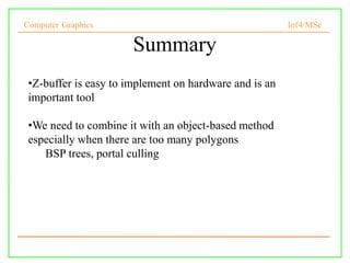 visible surface detection in 3D objects for viewing | PPT