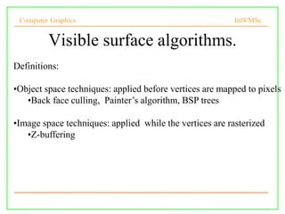 visible surface detection in 3D objects for viewing | PPT