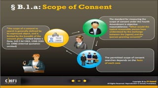Cases: Search and/or Seizure?
3) Officer Jones stops Tim and asks him what he is
doing, then looks through the suitcase Tim is
carrying.
4) Tim is arrested and taken to jail.
5) The FBI puts a wiretap on Ellen’s telephone and
listens to her conversations.
 