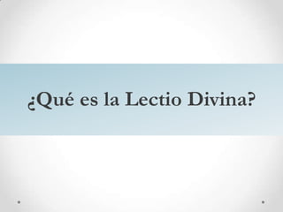 Nos remontamos a Guigo II, monje cartujo (S XII). El nos ha legado la sistematización de la lectura de la Palabra hecha en los monasterios de la edad media. Mientras en las aulas académicas se discutía la teología, los monjes hacían de la Biblia el libro de oración con un sencillo método:  lectio	lectura