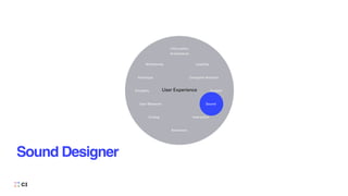 Sound Designer
User Experience
Information
Architecture
Usability
Computer Analysis
Sound
Interaction
Animation
Coding
User Research
Empathy
Prototype
Wireframes
Content
 