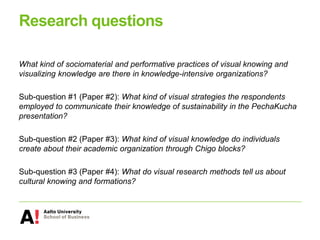 Knowledge Intensive Task Visual Lectio praecursoria - Visual knowing and visualizing knowledge in ...