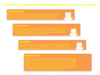 Criterios para preparar materiales impresos para la Lecto-escritura
 