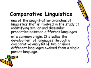 Lecture Branches of Linguistics. | PPT
