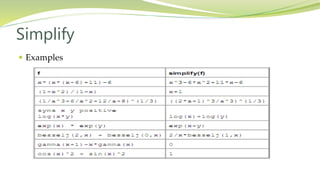 Simplify
 Examples
 