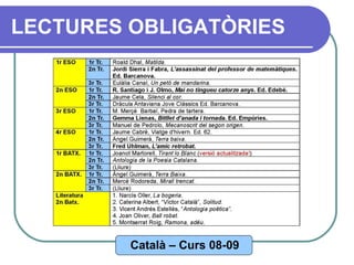 LECTURES OBLIGATÒRIES Català – Curs 08-09 