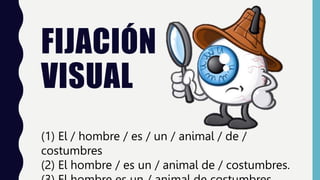 FIJACIÓN
VISUAL
(1) El / hombre / es / un / animal / de /
costumbres
(2) El hombre / es un / animal de / costumbres.
 