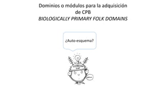 Dominios o módulos para la adquisición
de CPB
BIOLOGICALLY PRIMARY FOLK DOMAINS
¿Auto-esquema?
 