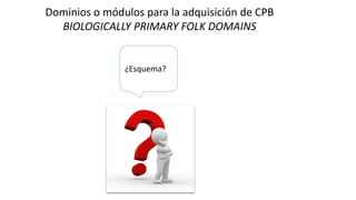 Dominios o módulos para la adquisición de CPB
BIOLOGICALLY PRIMARY FOLK DOMAINS
¿Esquema?
 