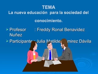 Profesor : Freddy Ronal Benavidez Nuñez Participante : Julia Matilde Ramirez Dávila