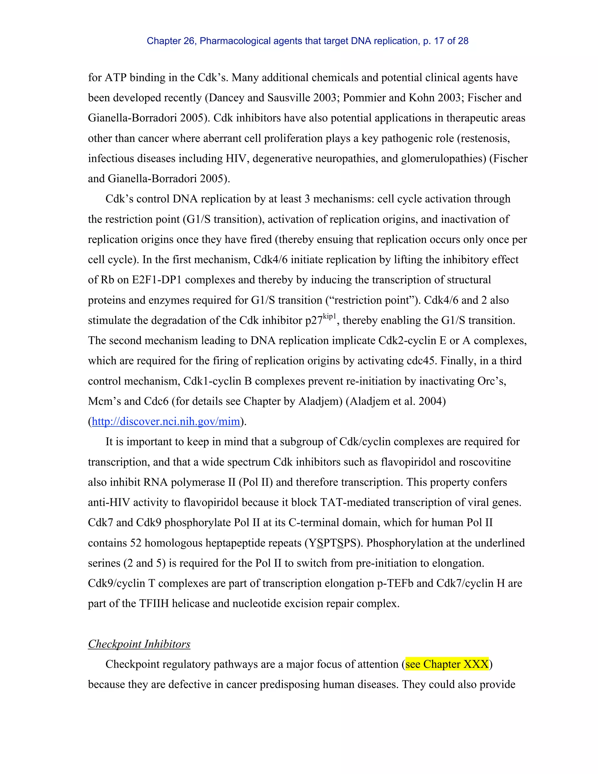 Lectura 1 replication inhibitorstext | PDF