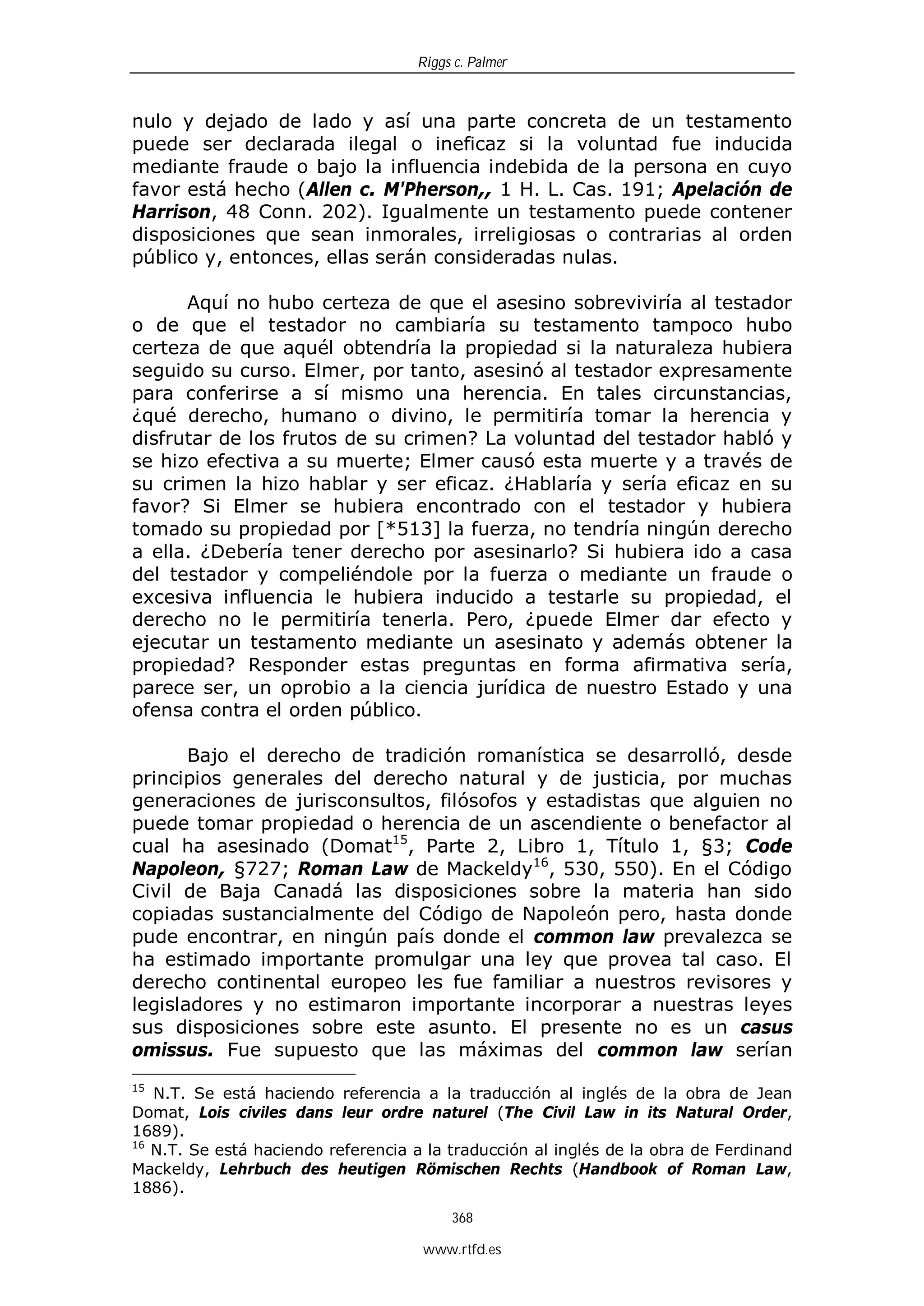 Lectura 1 riggs contra palmer reglas y principios | PDF