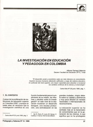 la investigacion y pedagogia en colombia