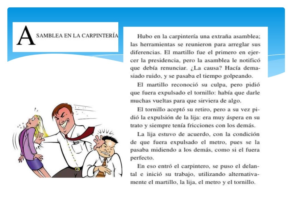 Lectura comprensiva la asamblea de la carpintería