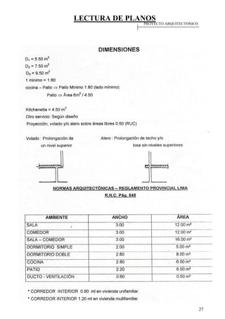LECTURA DE PLANOS
27
PROYECTO ARQUITECTONICO
 
