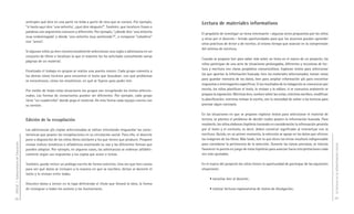 anticipen qué dice en una parte no leída a partir de otra que se conoce. Por ejemplo,      Lectura de materiales informativos
                                     “si hasta aquí dice ‘una señorita’, ¿qué dice después?”. También, que localicen frases o
                                     palabras con segmentos comunes y diferentes. Por ejemplo, “¿dónde dice ‘una señorita
                                                                                                                                El propósito de investigar un tema interesante —algunas veces propuestos por los niños
                                     muy endomingada’ y dónde ‘una señorita muy aseñorada’?”, o comparar “caballero”
                                                                                                                                y otras por el docente— brinda oportunidades para que los alumnos puedan aprender
                                     con “acero”.
                                                                                                                                otras prácticas de lector y de escritor, al mismo tiempo que avanzar en la comprensión
                                                                                                                                del sistema de escritura.
                                     Si algunos niños ya leen convencionalmente seleccionan una copla o adivinanza en un
                                     conjunto de libros o localizan la que el maestro les ha solicitado consultando varias
                                                                                                                                Cuando se propone leer para saber más sobre un tema en el marco de un proyecto, los
                                     páginas de un material.
                                                                                                                                niños participan de una serie de situaciones prolongadas, diferentes y recursivas de lec-
                                                                                                                                tura y escritura con claros propósitos comunicativos. Exploran textos para seleccionar
                                     Finalizado el trabajo en grupos se realiza una puesta común. Cada grupo comenta a
                                                                                                                                los que aportan la información buscada, leen los materiales seleccionados, toman notas
                                     los demás cómo hicieron para encontrar el texto que buscaban, con qué problemas
                                     se encontraron, cómo los resolvieron, en qué se fijaron para poder leer.                   para guardar memoria de los datos, leen para ampliar información y/o para encontrar
                                                                                                                                respuestas a interrogantes específicos. Si los resultados de la indagación se comunican por
                                     Por medio de todas estas situaciones los grupos van recopilando los textos seleccio-       escrito, los niños planifican el texto, lo revisan y lo editan; si se comunica oralmente se
                                     nados. Las formas de conservarlos pueden ser diferentes. Por ejemplo, cada grupo           prepara la exposición. Mientras leen, vuelven sobre las notas; mientras escriben, modifican
                                     tiene “un cuadernillo” donde pega el material. De esta forma cada equipo cuenta con        la planificación; mientras revisan lo escrito, ven la necesidad de volver a las lecturas para
                                     su versión.                                                                                precisar algún concepto.

                                                                                                                                En las situaciones en que se propone explorar textos para seleccionar el material de
                                     Edición de la recopilación                                                                 lectura, se plantea el problema de decidir cuáles poseen la información buscada. Para
                                                                                                                                resolverlo, los niños elaboran hipótesis tomando en consideración la información provista
                                     Las adivinanzas y/o coplas seleccionadas se editan intentando resguardar las carac-        por el texto y el contexto, es decir, deben construir significado al interactuar con la
                                     terísticas que poseen las recopilaciones en su circulación social. Para ello, el docente   escritura. Quizás, en un primer momento, la selección se apoye en los datos que ofrecen
                                     pone a disposición de los niños libros similares a los que tienen que producir. Propone    las imágenes de los libros. Más tarde, leer lo que dicen las letras resultará indispensable
DGCyE / Subsecretaría de Educación




                                     revisar índices temáticos o alfabéticos mostrando su uso y las diferentes formas que       para corroborar la pertinencia de la selección. Durante las tareas previstas, se intenta




                                                                                                                                                                                                                                La lectura en la alfabetización inicial
                                     pueden adoptar. Por ejemplo, en algunos casos, las adivinanzas se ordenan alfabéti-        favorecer la puesta en juego de estas hipótesis para avanzar hacia interpretaciones cada
                                     camente según sus respuestas o las coplas por autor o temas.                               vez más ajustadas.

                                     También, puede incluir un prólogo escrito de forma colectiva. Una vez que leen varios      En el marco del proyecto los niños tienen la oportunidad de participar de las siguientes
                                     para ver qué datos se incluyen y la manera en que se escriben, dictan al docente el        situaciones:
                                     texto y lo revisan entre todos.
                                                                                                                                     • escuchar leer al docente;
                                     Discuten datos a incluir en la tapa definiendo el título que llevará la obra, la forma
                                     de consignar a todos los autores y las ilustraciones.                                           • realizar lecturas exploratorias de textos de divulgación;

28                                                                                                                                                                                                                              29
 