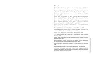 Bibliografía
Castedo, Mirta. “Construcción de lectores y escritores”, en Lectura y Vida. Revista
latinoamericana de lectura. Año 16, nº 3, 1995.
Castedo, Mirta; Molinari, Claudia y Siro, Ana, Enseñar y Aprender a Leer. Jardín de Infantes
y Primer Ciclo de la Educación Básica. Buenos Aires, Novedades Educativas, 1999.
Castedo, Mirta y Molinari, Claudia. “Ler e escrever por projetos”, en Projeto, año 3, N°4,
janeiro/junho, 2000.
Castedo, Mirta; Molinari, Claudia; Siro, Ana y Torres, Mirta, Propuestas para el aula.
Lengua. EGB 1, Serie 1. Buenos Aires, Programa Nacional de Innovaciones Educativas,
Ministerio de Educación, Ciencia y Tecnología de la Nación, 2001.
Castedo, Mirta; Molinari, Claudia; Siro, Ana y Torres, Mirta, Propuestas para el aula.
Lengua. Nivel Inicial. Buenos Aires, Programa Nacional de Innovaciones Educativas,
Ministerio de Educación, Ciencia y Tecnología de la Nación, 2001.
Colomer, Teresa, Andar entre libros. La lectura literaria en la escuela. México, Fondo
de Cultura Económica, 2005.
Dirección de Educación Primaria, La biblioteca de aula. La Plata, DGCyE, 2001.
Dirección de Educación Primaria, Lectura y escritura. Diversidad y continuidad en las
situaciones didácticas. Documento 1/97. La Plata, DGCYE, 1997.
Ferreiro, Emilia, Alfabetización. Teoría y práctica. México, Siglo XXI, 1997.
———, Pasado y presente de los verbos leer y escribir. México, Fondo de Cultura
Económica, 2001.
Ferreiro, Emilia (comp.), Relaciones de (in)dependencia entre oralidad y escritura.
Barcelona, Gedisa, 2003.




                                                                                               La lectura en la alfabetización inicial
Kaufman, Ana María; Castedo, Mirta; Teruggi, Lilia y Molinari, Claudia, Alfabetización
de niños: construcción e intercambio. Buenos Aires, Aique, 1989.
Kaufman, Ana María, Alfabetización temprana… ¿y después? Buenos Aires, Santillana,
1998.
Kaufman, Ana María (comp.), Letras y números. Buenos Aires, Santillana, 2000.
Lerner, Delia; Lobello, Silvia; Lotito, Liliana y Lorente, Estela, Lengua. Documento de
trabajo n° 2. Actualización Curricular. Gobierno de la Ciudad de Buenos Aires, Secretaría
de Educación, Dirección de Currícula, 1996.

                                                                                               93
 