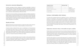 Selección de materiales bibliográficos                                                         Agenda de lectura                            Materiales leídos
                                                                                                                                    MARÍA, MARIANA, MARIELA
                                     Consultar contratapas de libros, catálogos de editoriales, publicidades y reseñas de                                                                             Ejemplo 4
                                                                                                                                    MARGARITA TENÍA UNA PENA                              X
                                     textos publicadas en distintos medios gráficos ayuda a tomar decisiones acerca de qué                                                                            Tercera sección Jardín
                                                                                                                                    MONA LISA Y EL PALACIO DE LA PAPA FRITA
                                     materiales comprar o conseguir, por ejemplo, por medio de una solicitud de préstamo                                                                              de Infantes N° 977.
                                     a otra biblioteca. El propósito es ofrecer oportunidades para que los niños aprendan a         LAS VELAS MALDITAS
                                                                                                                                                                                                      Docente: Guillermina
                                     leer y a seleccionar textos atendiendo a diferentes criterios.                                 LA FAMILIA DELASOGA                                               Lanz. La Plata, 2005.


                                     El docente lee a la vez que solicita a los alumnos que exploren los distintos materiales en
                                     pequeños grupos o de manera individual. Durante estas lecturas, los niños descubren que       Lectura e intercambio entre lectores
                                     existen textos que hablan sobre los libros y en los cuales pueden reconocer materiales
                                     ya leídos y descubrir otros que les interesaría conocer de la misma colección, identificar    Se incluyen aquí variadas situaciones de exploración, lectura e intercambio entre
                                     nuevos títulos de un autor cuya obra han frecuentado, contrastar su opinión con las
                                                                                                                                   lectores en la institución y entre las familias. El propósito es generar encuentros
                                     reseñas publicadas por una editorial.
                                                                                                                                   personales y compartidos con diversidad de textos literarios e informativos. A par-
                                                                                                                                   tir de estas situaciones, los alumnos tienen oportunidades para desplegar diversas
                                                                                                                                   prácticas de lector, por ejemplo, decidir qué leer y con quién, solicitar los mate-
                                     Agendas de lectura
                                                                                                                                   riales referenciándolos de manera cada vez más precisa, compartir los efectos que
                                                                                                                                   las obras producen, recomendar textos leídos a otros lectores, especializarse en la
                                     Agendar las obras que se leen permite llevar un registro de lo leído y ofrecer oportuni-
                                     dades para que los niños lean por sí mismos al localizar un título entre otros.               obra de un autor.


                                     El docente escribe un listado de títulos a leer y su distribución en el tiempo (lecturas
                                     de la semana o del mes). Lo hace en un afiche y con el tipo de letra más conocido por         Exploración, elección de obras e intercambio con pares y adultos
                                     los alumnos. Antes de leer la obra anuncia el título y solicita que lo encuentren en la
                                     agenda para marcarlo (ejemplo 4). En algunas ocasiones, los títulos que se incluyen son       Propiciar diferentes momentos de encuentro con los libros brinda oportunidades para
                                     seleccionados por él mismo; en otras, son los niños quienes deciden qué títulos incluir       que los alumnos actúen como lectores. Los niños seleccionan libros que desean leer
DGCyE / Subsecretaría de Educación




                                                                                                                                                                                                                               La lectura en la alfabetización inicial
                                     a partir de un conjunto de opciones ofrecidas por el adulto.                                  atendiendo a diversos criterios –por ejemplo seguir a un autor, leer sobre un tema que
                                                                                                                                   interesa, preferir una colección o serie por sus ilustraciones– a la vez que comentan
                                                                                                                                   esta experiencia con los compañeros.
                                     El cuaderno o una libreta destinada para este fin pueden ser otros soportes donde los
                                     niños de la escuela primaria agendan los libros que se leen. Cuando la escritura remite       El docente puede organizar una mesa de libros disponiendo una cantidad de materiales
                                     a elecciones personales, pueden producir y compartir comentarios escritos con los             más o menos equivalente al número de alumnos presentes. Informa datos de algunas
                                     compañeros sobre los aspectos más destacables del material.                                   obras ofrecidas tales como autor, título, editorial, colección; propicia la lectura indi-
                                                                                                                                   vidual y luego por parejas a fin de que tengan oportunidades de compartir con otros
                                                                                                                                   las obras leídas y enriquecer sus interpretaciones; organiza intercambios colectivos
                                                                                                                                   para que los alumnos comenten sus experiencias con los libros.

16                                                                                                                                                                                                                             17
 