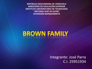 REPÚBLICA BOLIVARIANA DE VENEZUELA
MINISTERIO DE EDUCACIÓN SUPERIOR
INSTITUTO UNIVERSITARIO DE TECNOLOGÍA
“ANTONIO JOSÉ DE SUCRE”
EXTENSIÓN BARQUISIMETO
Integrante: José Parra
C.I. 25951934
 