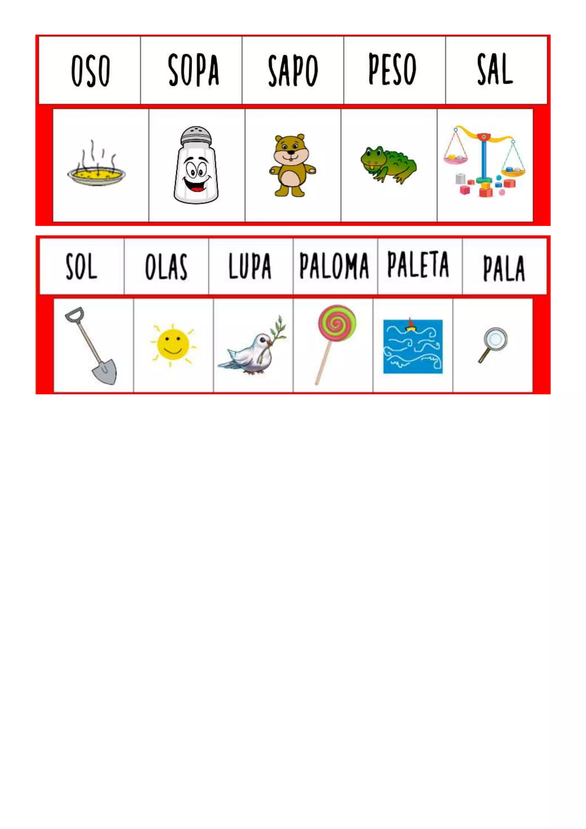 Lectura palabras con m p l s 1º grado | PDF