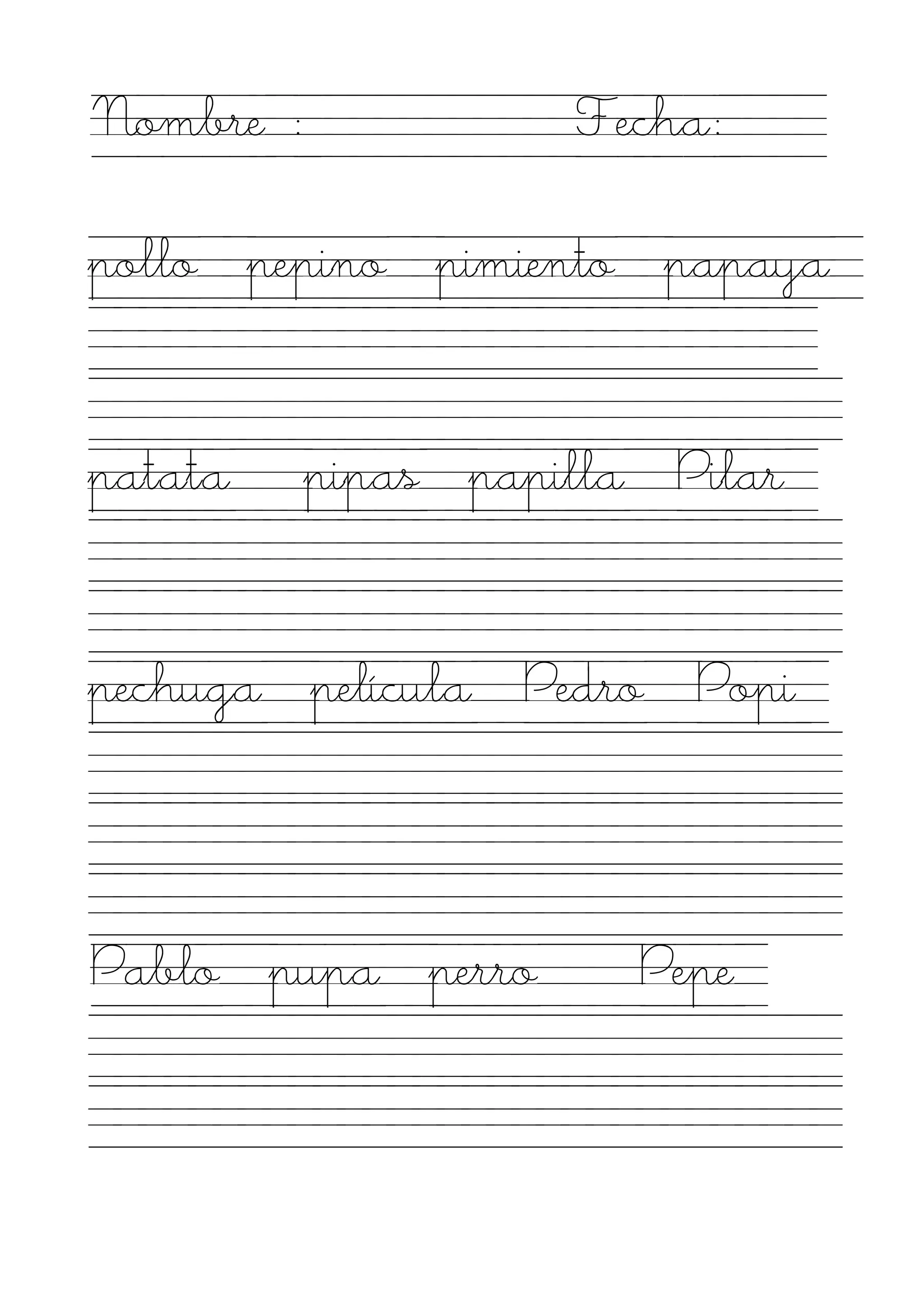 Nombre :             Fecha:

pollo pepino pimiento papaya


patata     pipas papilla Pilar


pechuga película Pedro Popi



Pablo pupa perro        Pepe
 