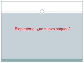 Biopiratería: ¿un nuevo saqueo?
 