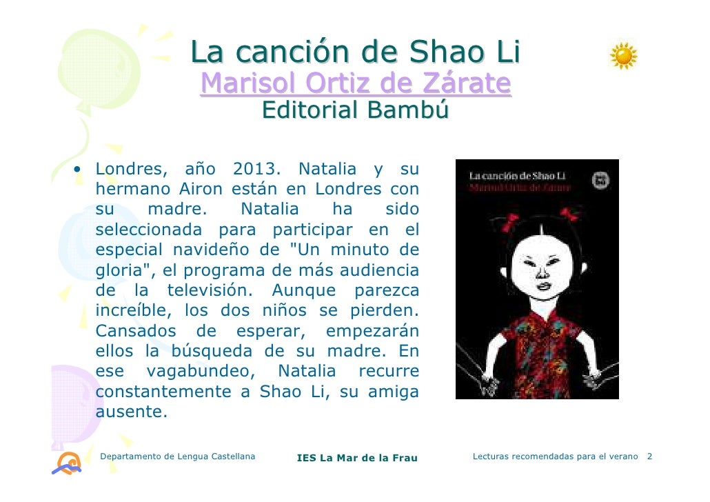 La Cancion De Shao Li Pdf Lecturas Lengua Castellana 2009