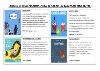 LIBROS RECOMENDADOS PARA REGALAR EN NAVIDAD (INFANTIL)

 