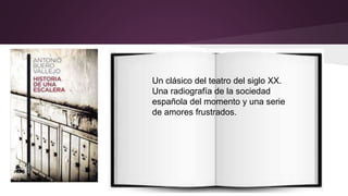 Un clásico del teatro del siglo XX. 
Una radiografía de la sociedad 
española del momento y una serie 
de amores frustrados. 
 